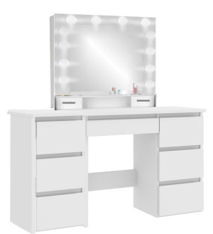 TOALETKA kosmetyczna BIAŁA z lustrem 12 LED BETI7 Royal