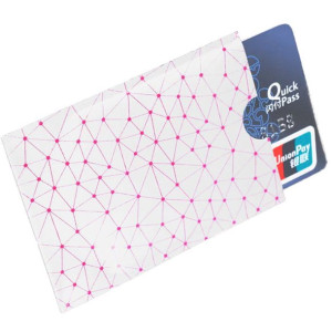 Etui na kartę zbliżeniową RFID w różowe trójkąty