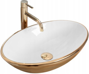 Umywalka Nablatowa PAMELA Gold White - REA