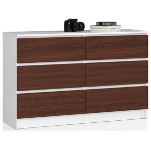 Komoda K120 6 Szuflad Biała / Wenge