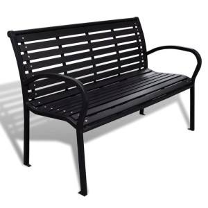 Ławka ogrodowa stal WPC czarna 125cm