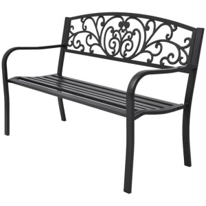Ławka ogrodowa żeliwna czarna stal 127cm
