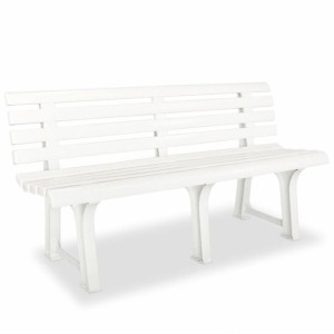 Ławka ogrodowa plastikowa biała 145cm