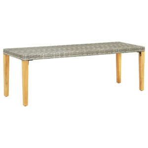 Ławka ogrodowa drewno rattan 80cm szara
