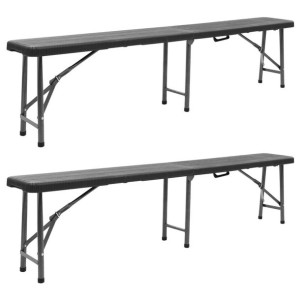 Ławki ogrodowe składane HDPE czarny 180cm