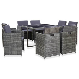 Zestaw ogrodowy 9-cz. rattan PE antracyt