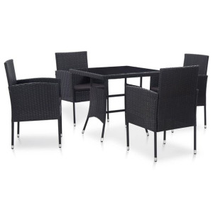 Zestaw ogrodowy 4-cz. rattan PE czarny