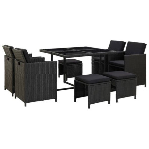 Zestaw ogrodowy 9-cz. rattan PE czarny