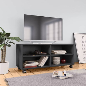 Komoda RTV z kółkami szara 90x35x35cm