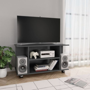 Komoda RTV z kółkami połysk szara 80x40x40cm