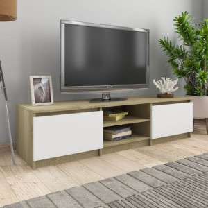 Komoda RTV biel dąb sonoma 140x40x35cm