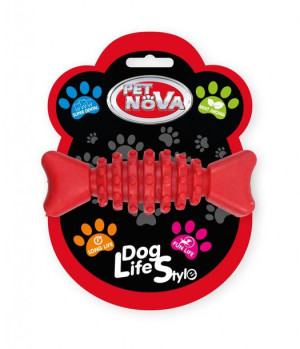 Kość dentystyczna z TRP PET NOVA Dental czerwona 12 cm - aromat mięty