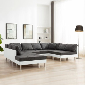 Sofa modułowa eko skóra biała tkanina