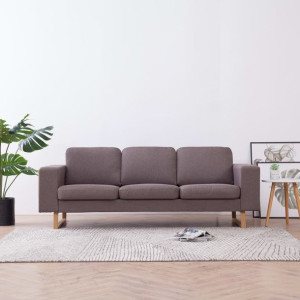 Sofa 3 os. tapicerowana taupe drewno