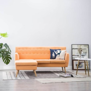 Sofa z leżanką tkanina 171x138x81cm pomarańczowa