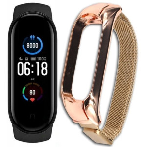 Xiaomi Mi Band 5 + Folia + Bransoleta Gold Rose