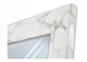 Lustro w szerokiej ramie 180x40 biały marmur