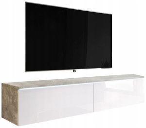 Szafka wisząca lub stojąca pod TV - Beton/Biały
