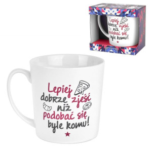 Kubek porcelana Crazy girl lepiej dobrze zjeść 480 ml