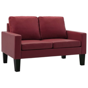 2-osobowa sofa, winna czerwień, sztuczna skóra