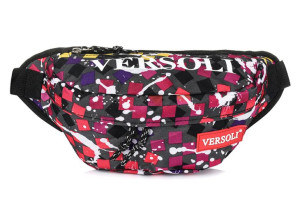 Saszetka nerka UNISEX kodura pojemna solidna pasek fioletowa B42