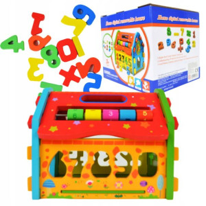 Sorter Edukacyjny Domek Drewniany Klocki Drewniane