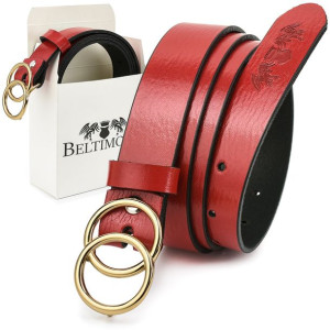 Beltimore skórzany damski pasek czerwony bezniklowy  3 cm A61