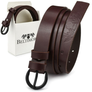 Beltimore skórzany damski pasek czarny 2,5 cm burgundowy A64