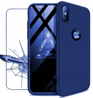 Granatowe Etui Case 360 Do Iphone X Xs + Szkło