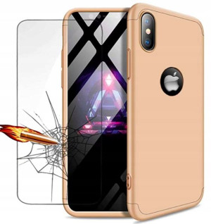 Złote Etui Case 360 Do Iphone X Xs + Szkło