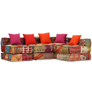 Lumarko Puf modułowy, 4-osobowy, patchwork, tkanina