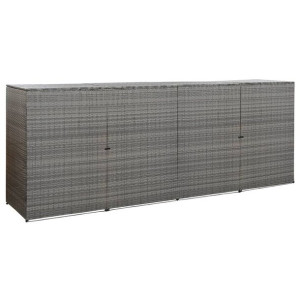 Lumarko Osłona na 4 kosze na śmieci, antracyt, 305x78x120 cm, rattan PE