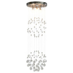 Lumarko Lampa sufitowa z kryształkami i koralikami, srebrna, kula, 3xG9