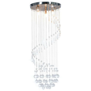 Lumarko Lampa sufitowa z kryształami i koralikami, srebrna, spirala, G9