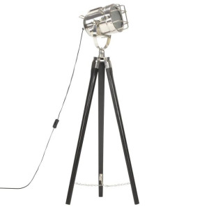 Lumarko Lampa podłogowa na trójnogu, czarna, lite drewno mango, 97 cm