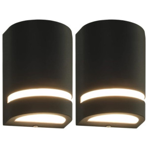 Lumarko Zewnętrzne lampy ścienne, 2 szt., 35 W, czarne, półokrągłe
