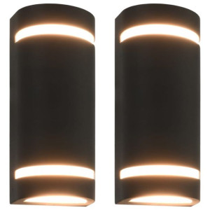 Lumarko Zewnętrzne lampy ścienne, 2 szt., 35 W, czarne, półokrągłe