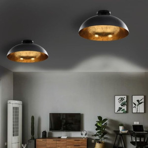 Lumarko Lampy sufitowe, 2 szt., czarno-złote, półkoliste, E27