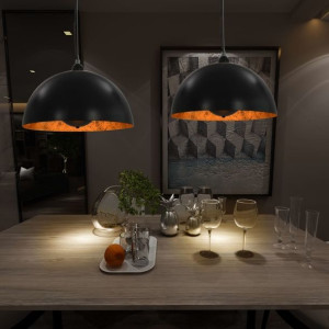Lumarko Lampy sufitowe, 2 szt., czarno-złote, półkoliste, 40 cm, E27