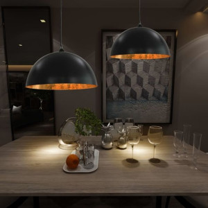Lumarko Lampy sufitowe, 2 szt., czarno-złote, półkoliste, 50 cm, E27