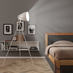 Lumarko Lampa podłogowa na trójnogu, metalowa, biała, E27