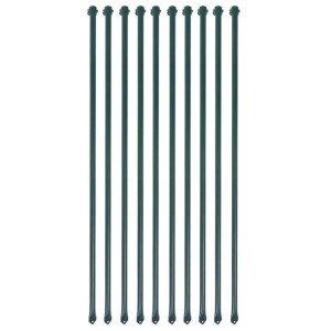 Słupki ogrodzeniowe, 10 szt., 1 m, metalowe, zielone