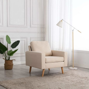 Lumarko Fotel, kremowy, tapicerowany tkaniną