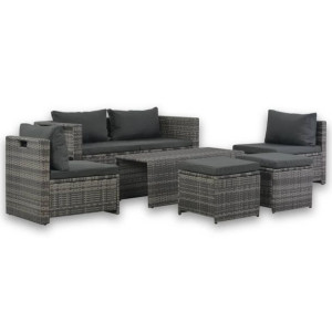 Zestaw do ogrodu 6 cz + rattan PE szary