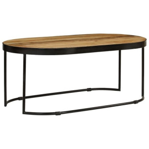 Stolik kawowy owalny surowe drewno mango stal 100cm
