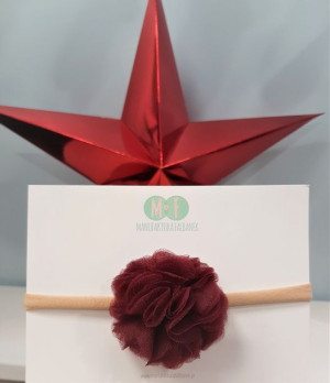 Opaska z pomponem Bordo