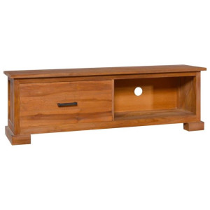 Szafka pod TV, 112x30x37 cm, lite drewno tekowe