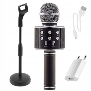 Mikrofon KARAOKE Bluetooth Z Głośnikiem STATYW
