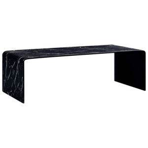 Lumarko Stolik kawowy, czarny, marmurkowy, 98x45x31 cm, szkło hartowane