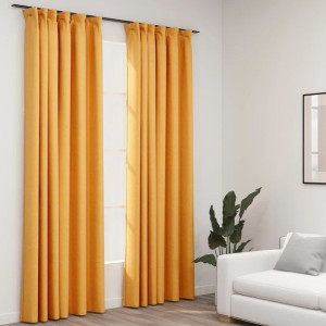 Lumarko Zasłony stylizowane na lniane, 2 szt., żółte, 140x245 cm